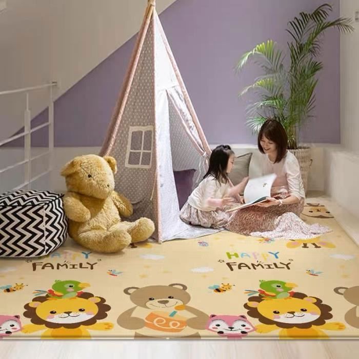 Alfombra de juegos plegable, impermeable y de doble cara para bebés - 200x180x1cm - Alfombra de actividades - Segura para bebés, no tóxica, antideslizante