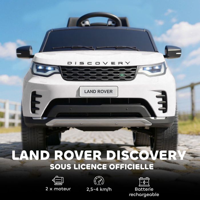 Voiture électrique enfant - AIYAPLAY - Land Rover Discovery - télécommande 2,4 G 2 moteurs 12V - plastique - 105x68,5x58cm - blanc