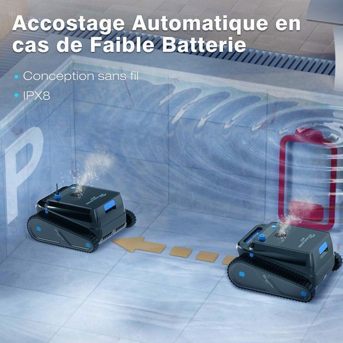 EVERCROSS BOT U8 Robot Piscine Sans Fil, avec APP,  Nettoyage du Fond, des Parois et de la Ligne d' Eau, 120Min & 200m² d'Autonomie