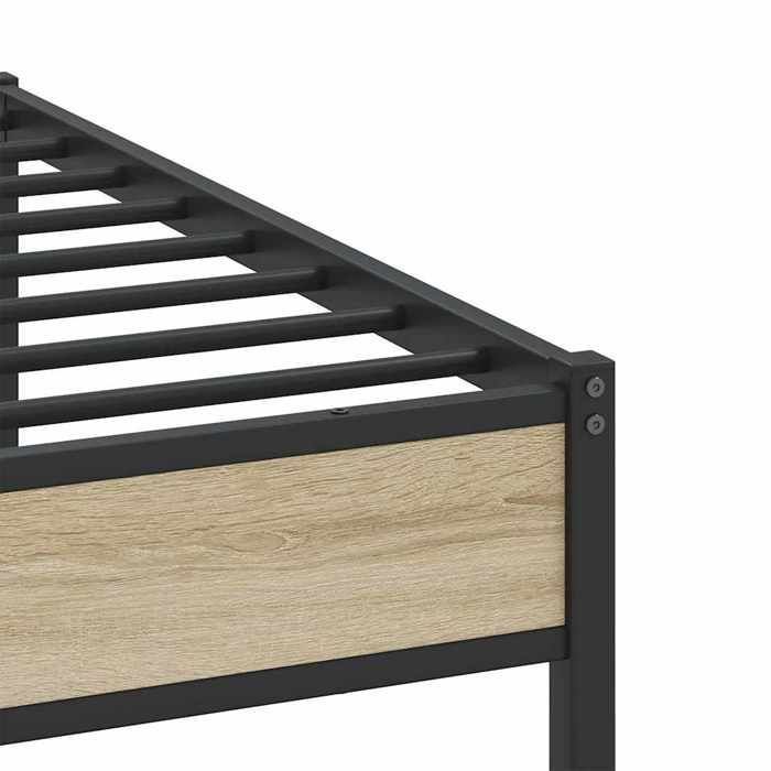 Marrón 200 x 200 cm - Cama de madera - Estable y duradera - Estructura de metal - Colchón no incluido - Roble Sonoma 200x200 cm 001_207371