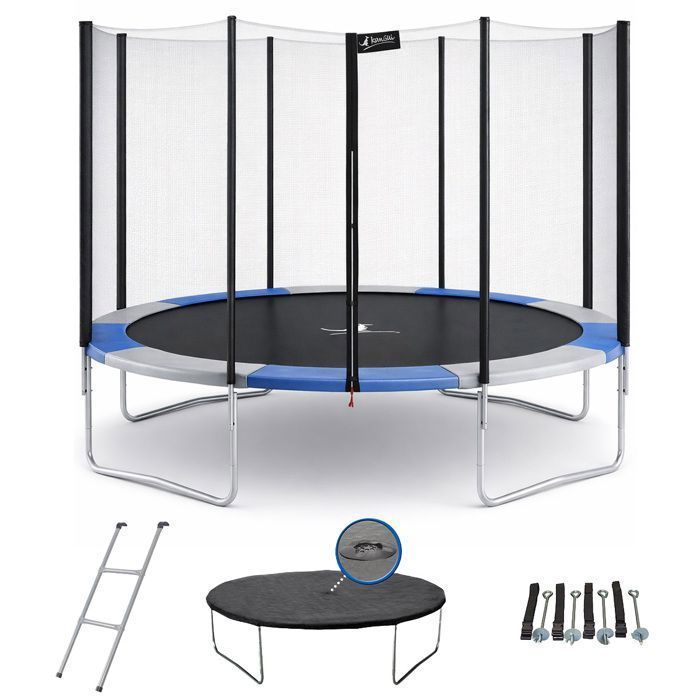 KANGUI Trampoline - RALLI Ø 360-365 cm – Barn – Stige, trekk og forankringssett – CE og NF EN 71-14-sertifisert