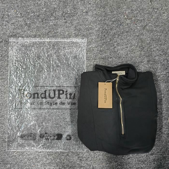 Sudadera de mujer - FONDUPIN - Media cremallera - Manga larga - Negra