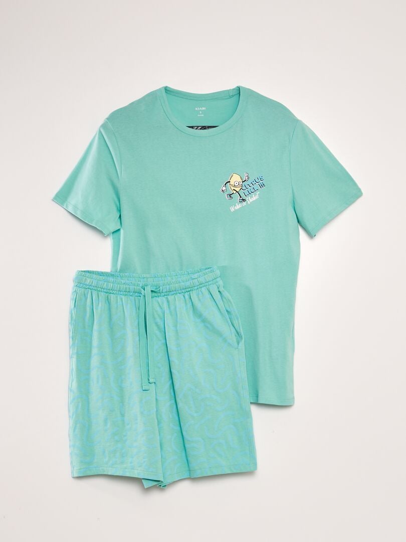 Conjunto de pijama com camiseta e shorts - 2 peças - VERDE