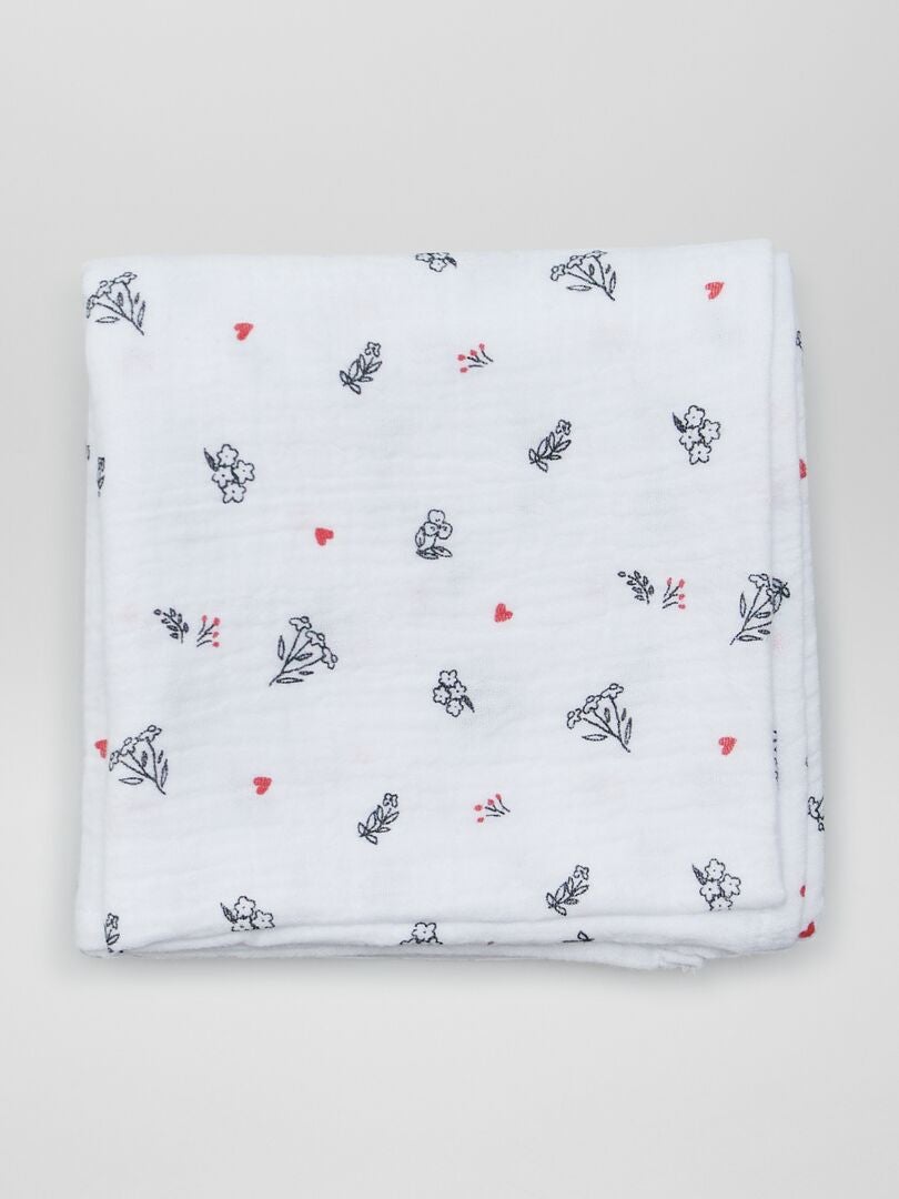 Set van 3 katoenen gaasdekens - WIT