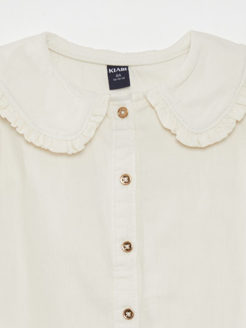 Blouse met Claudine-kraag - WIT