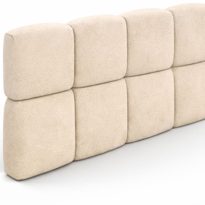 IDMARKET Tête de lit suspendue matelassée NUAGE velours beige 160 cm