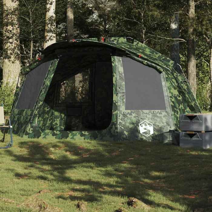 Tienda de campaña de camuflaje impermeable para 5 personas vidaXL, ideal para pesca, acampada, jardín o como refugio al aire libre (4009391)