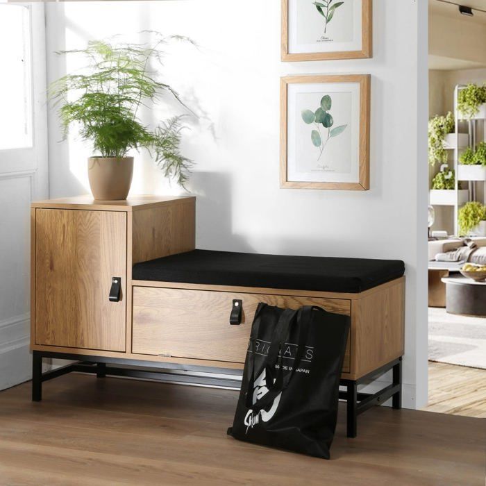 CALICOSY - JILL Entryway Bench with Shoe Storage - Light Wood