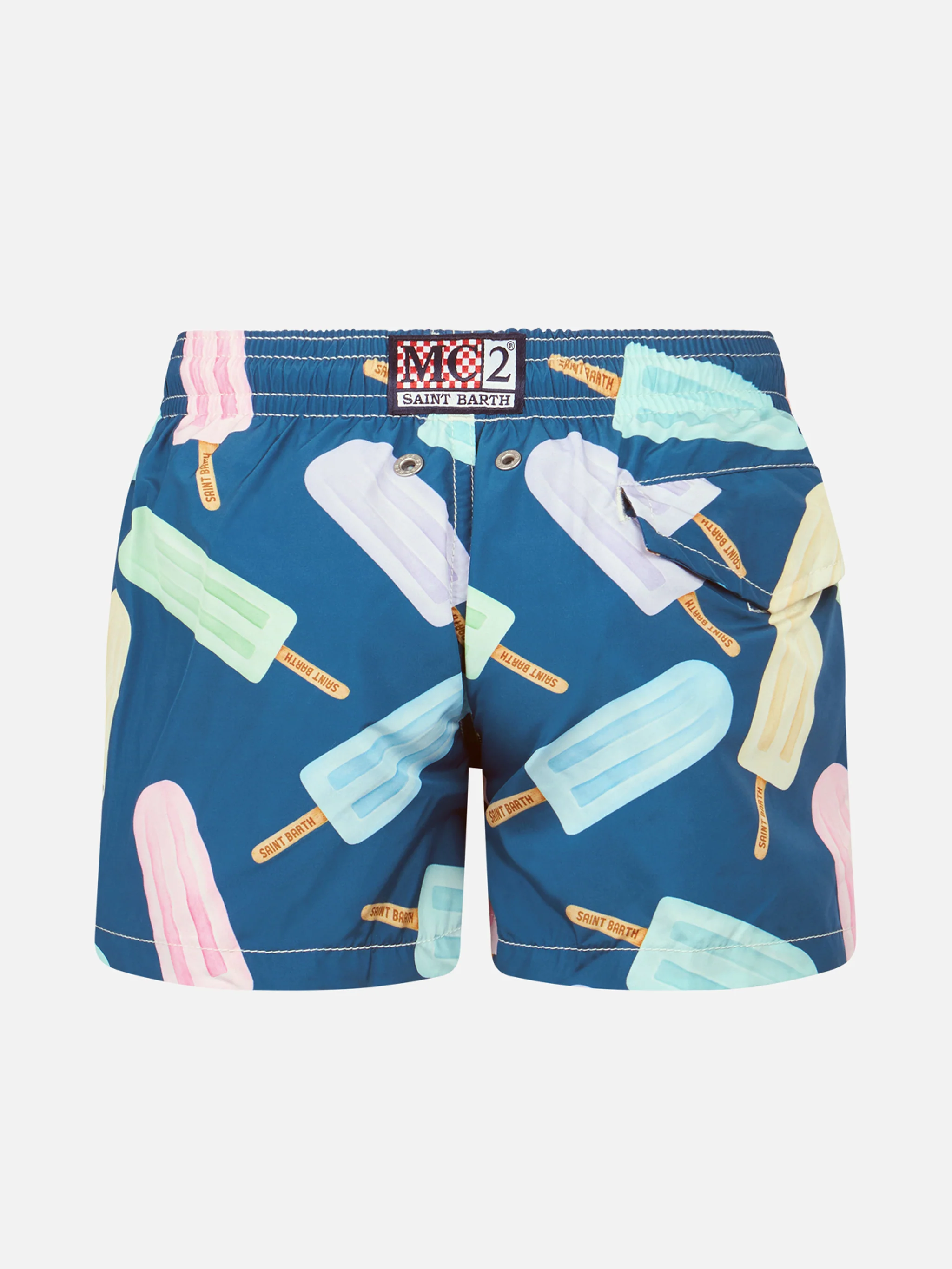 Costume da bagno da bambino in tessuto leggero Jean Lighting con stamp