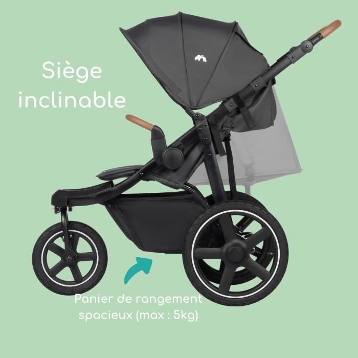 Bebeconfort Cloudy Poussette 3 roues Tout Terrain, 0 à 4 ans (22kg max) Inclinable, Pliage rapide, Guidon réglable, Mineral