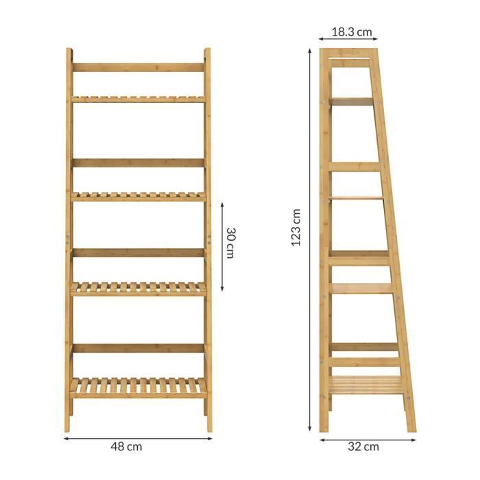 Étagère en bambou à 4 niveaux Meuble de rangement 123x48x32 cm Maison intérieur salle de bain cuisine couloir