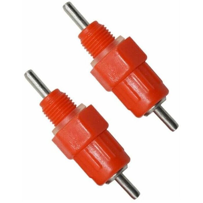 Bebederos de rosca para aves de corral, 6 unidades, color rojo, plástico y acero inoxidable, 5,2 × 1,5 cm