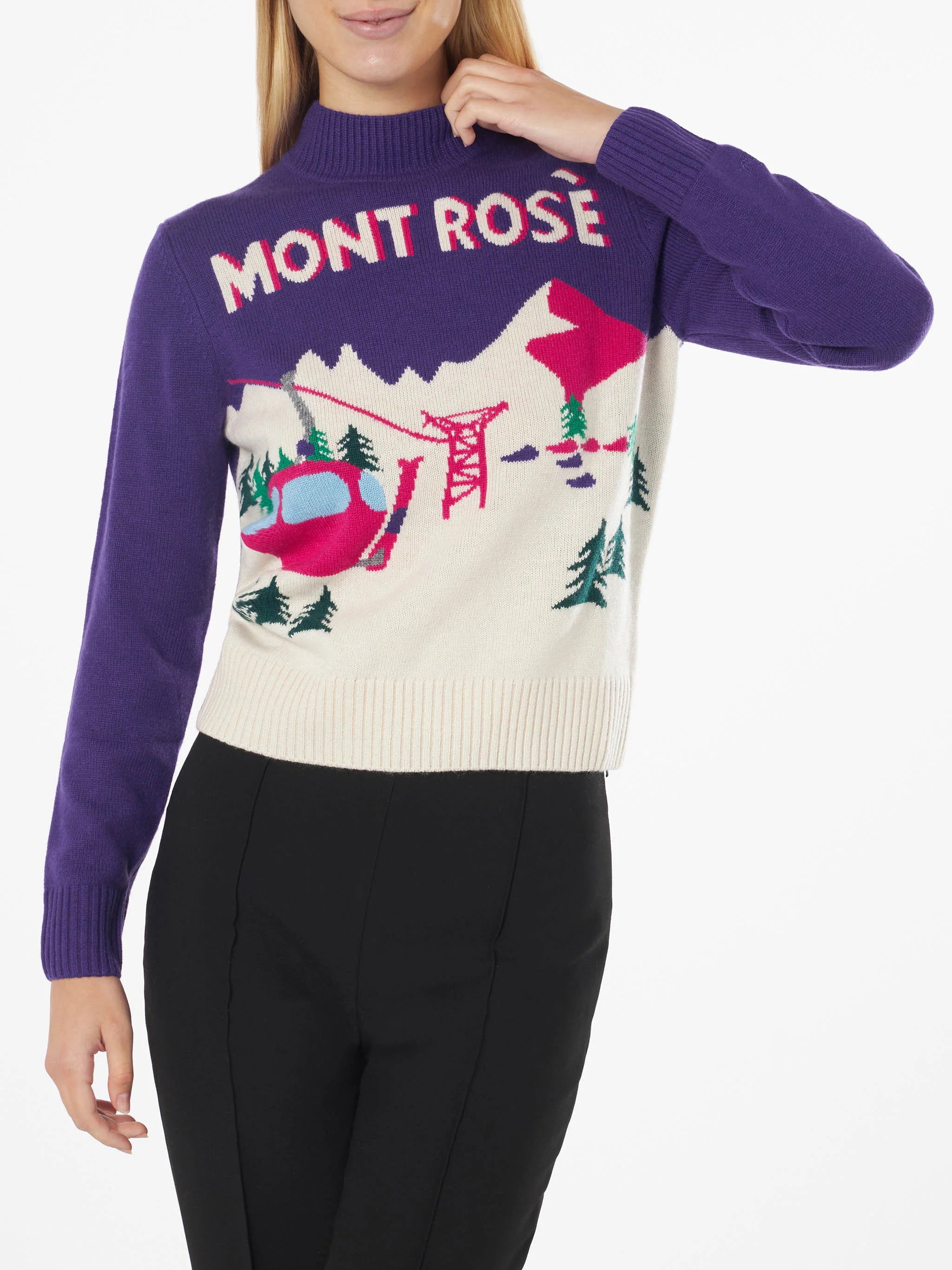 Mont Rosè damestrui met ronde hals en ansichtkaartprint