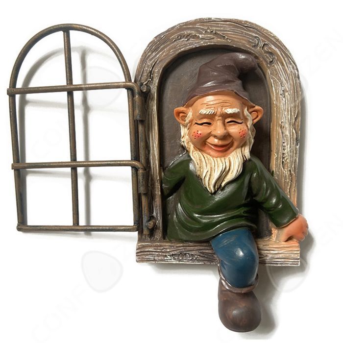 C Decoraciones de jardín 14,5x15x8cm Adornos de exterior Escultura de jardín Figura de gnomo Figura de gnomo de resina Regalo ideal