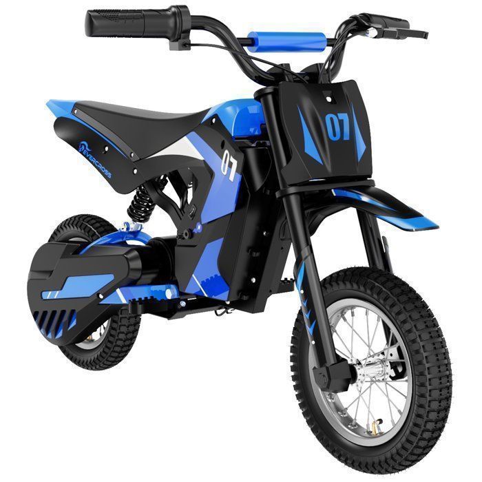 EVERCROSS TECH Blauwe elektrische motorfiets voor kinderen, 350W, 3 versnellingen 8-25 km/u, 12 inch all-terrain banden, actieradius 15 km, geweldig cadeau