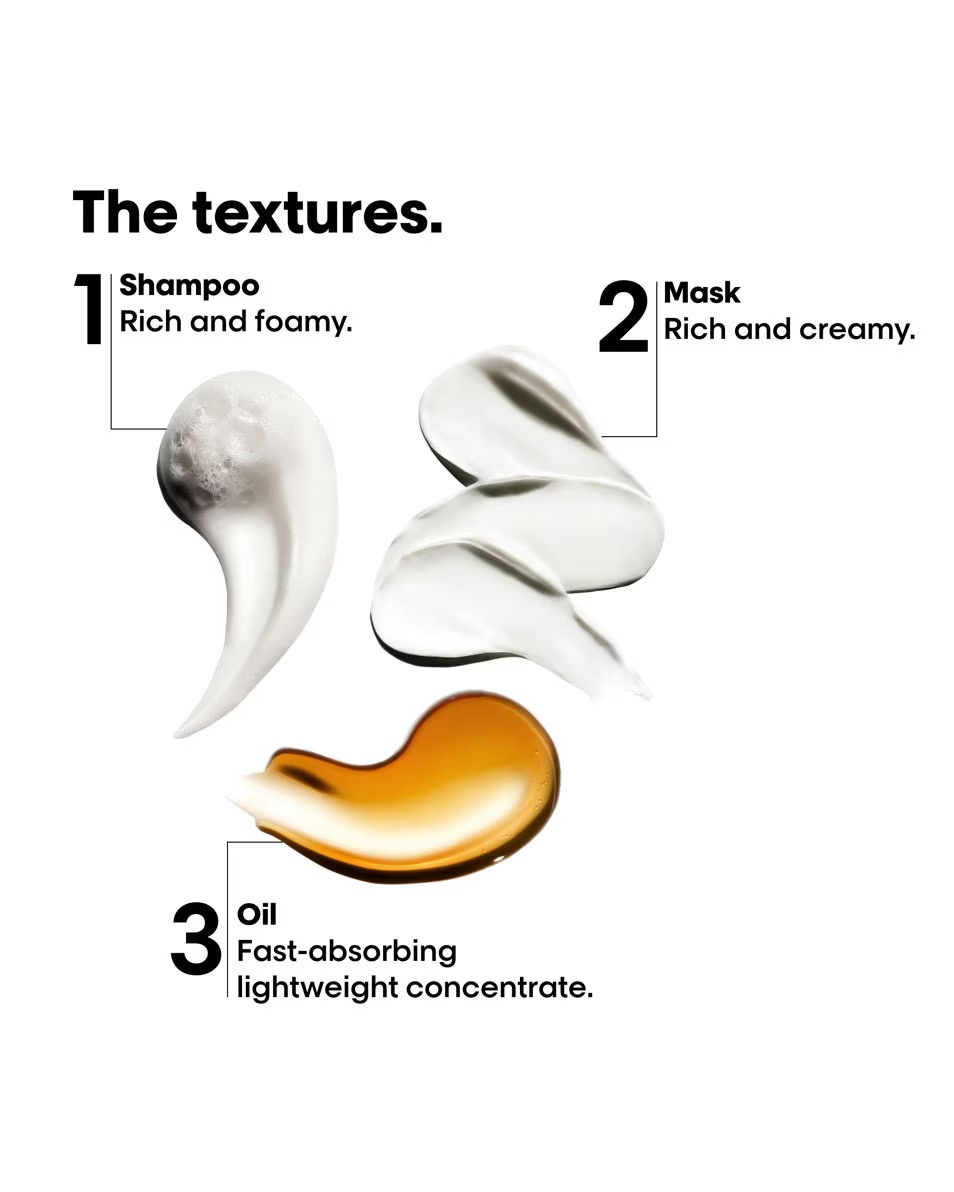 L'ORÉAL PROFESSIONNEL Metal Detox Discovery Trio rinkinys: šampūnas, plaukų kaukė ir koncentruotas plaukų aliejus.