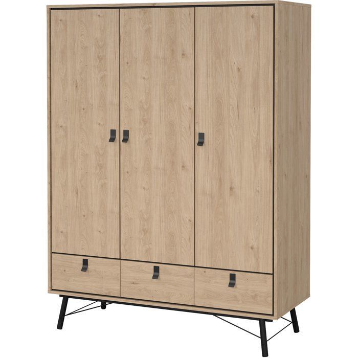 Armoire de chambre - RY - Chêne Jackson Hickory - 3 portes - 3 tiroirs - 150,2 x 60,1 x 200,4 cm
