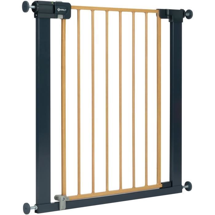 SAFETY 1st Cancelletto di sicurezza per bambini Easy Close con effetto legno, 73-80 cm - montaggio a pressione, senza viti o forature - (max. 136 cm)