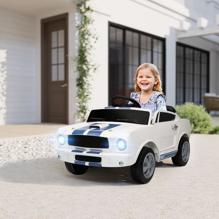 Voiture électrique 12V - AIYAPLAY - sous licence Ford Shelby GT 350 - télécommande - télécommande 2,4G - 3 à 6 ans - blanc