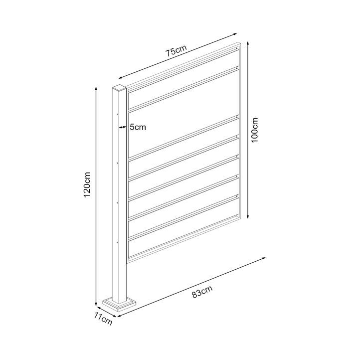 Caixa de armazenamento em aço galvanizado Uusikaupunki, 120 x 83 x 11 cm, prata antracite.