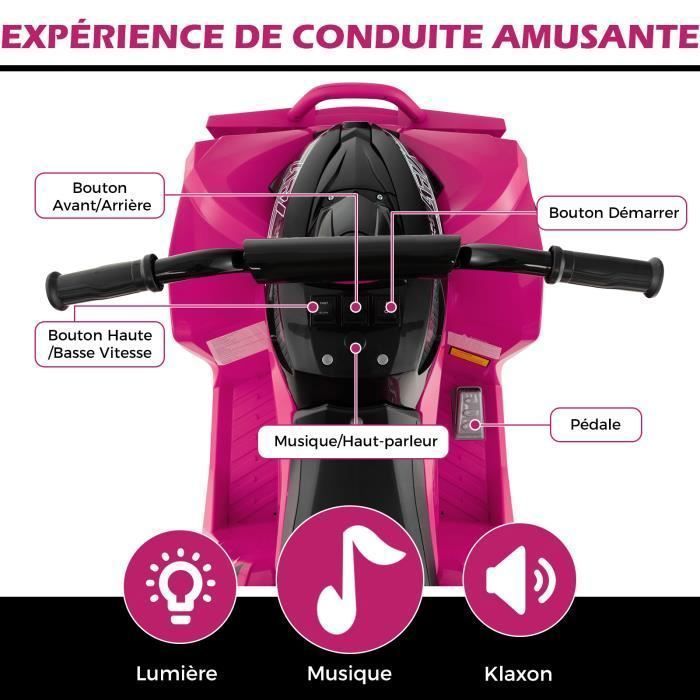 Quad eléctrico COSTWAY para niños, 12V7Ah, luces LED, música, claxon, ruedas anchas, para niños de 3 a 8 años, 96 x 58 x 70 cm, rosa.