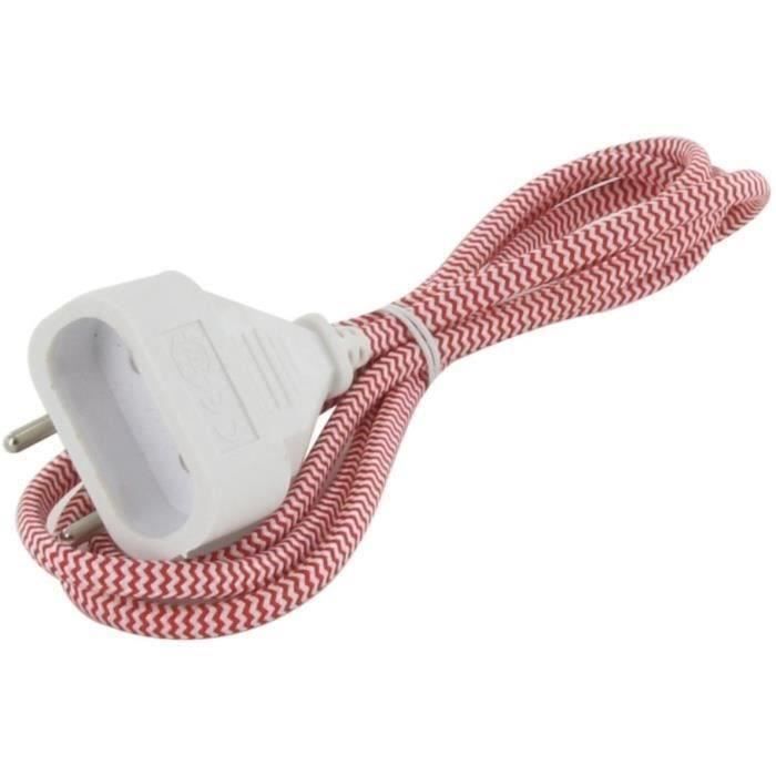 Prolunga tessile Chacon rosso/bianco 6A - 1,5 m - Spina bianca