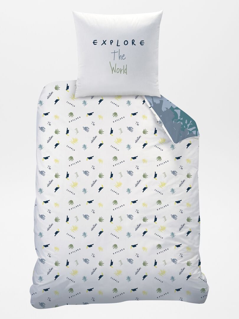 Conjunto de cama de solteiro dupla face - CINZA