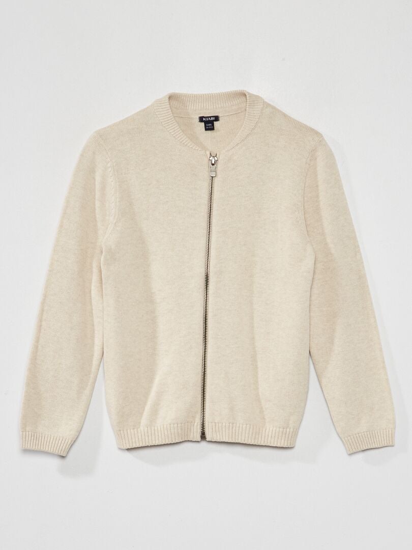 Gebreid vest met ritssluiting - BEIGE