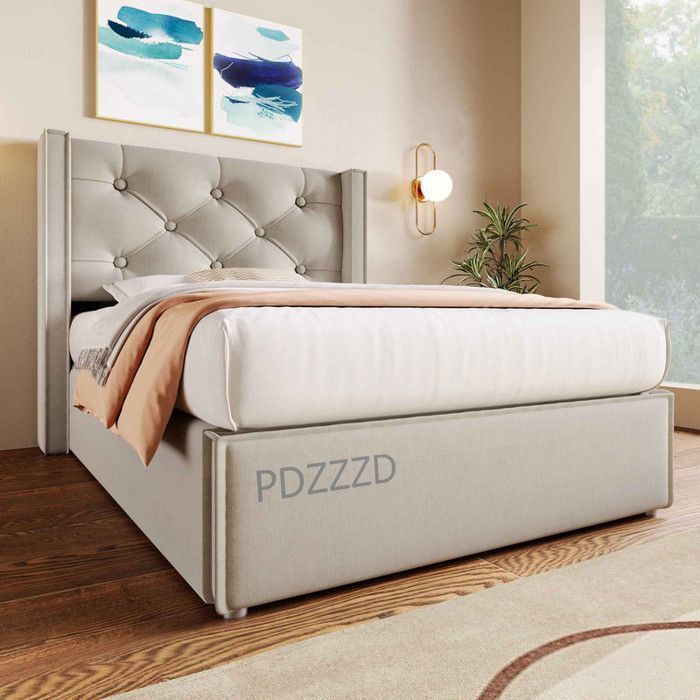 Letto contenitore per bambini 90 x 200 cm con vano portaoggetti, rete a doghe inclusa, letto singolo con spazio contenitore, grigio chiaro