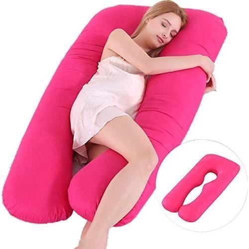 Coussin de Grossesse de maternité pour Dormir et d'Allaitement Multifonctionnel en Forme de U（rose）