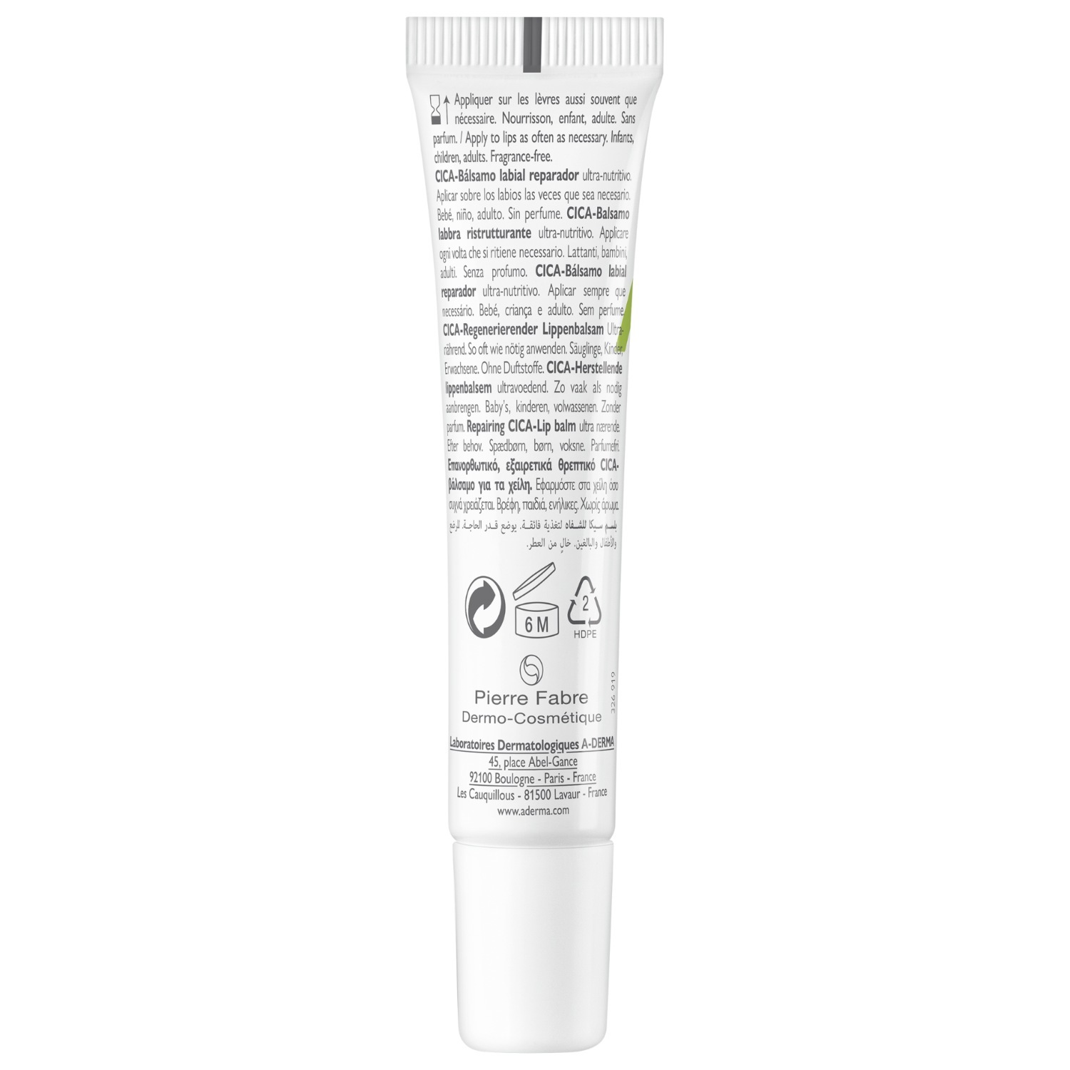 A-DERMA lūpų balzamas Dermalibour+ + atkuriamasis CICA lūpų balzamas - 15 ml