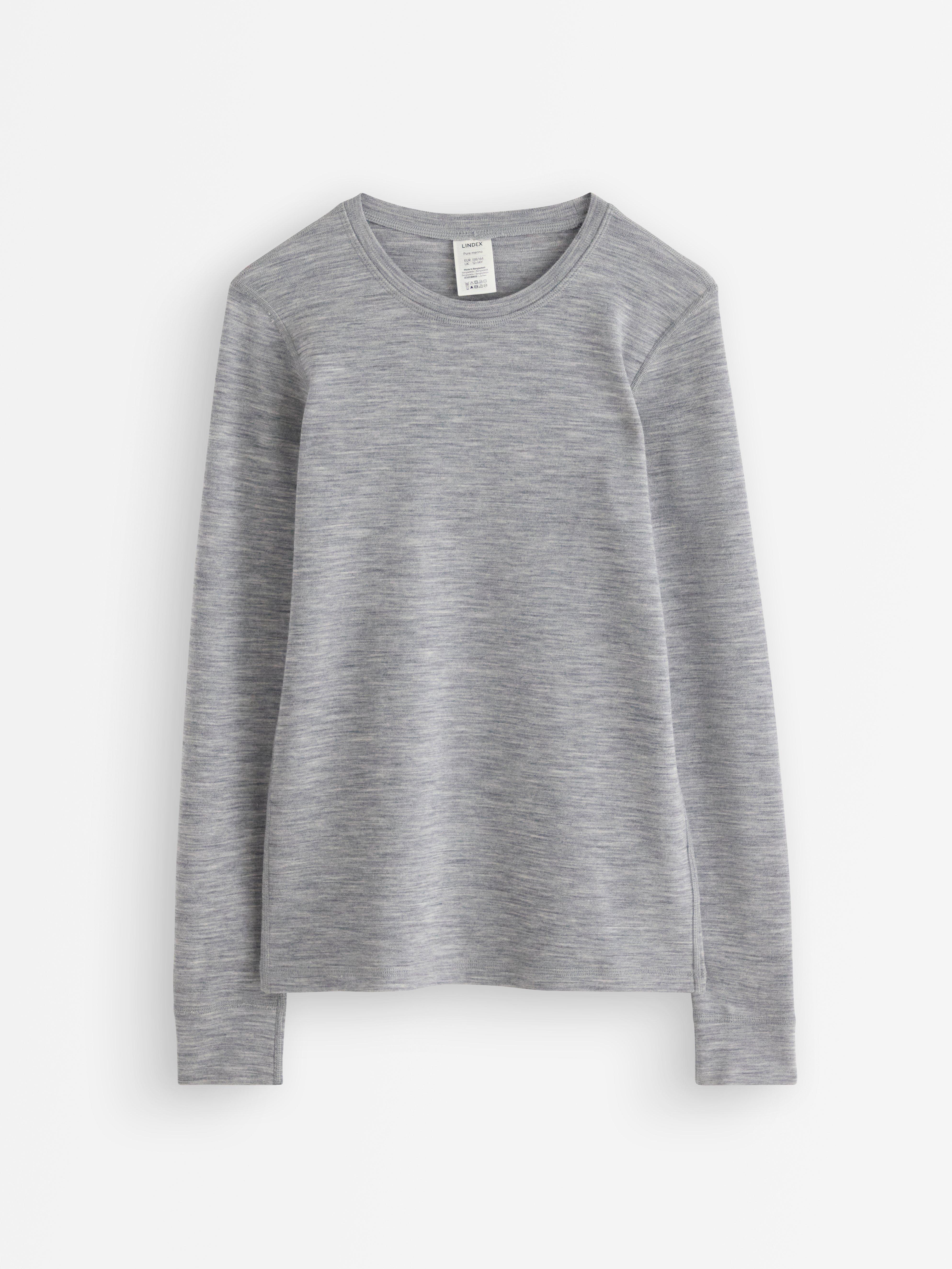 Top de lana merino gris jaspeado