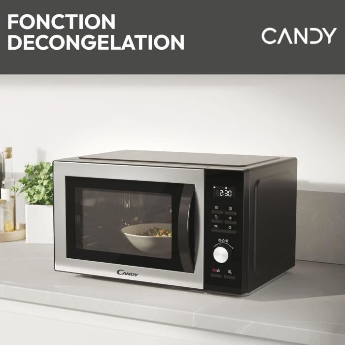 Candy Essenza CMWA32EDLB Four Micro-ondes 1000W 32L Digital,Fonction Décongélation et Nettoyage Auto,Cavité Inox,Plateau Tournant