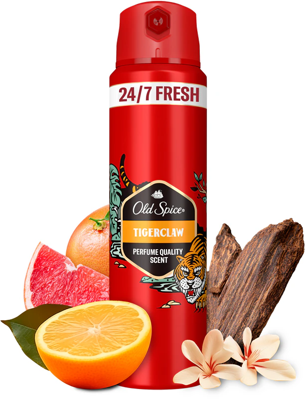 Desodorante e spray corporal Old Spice Tigerclaw para homens
