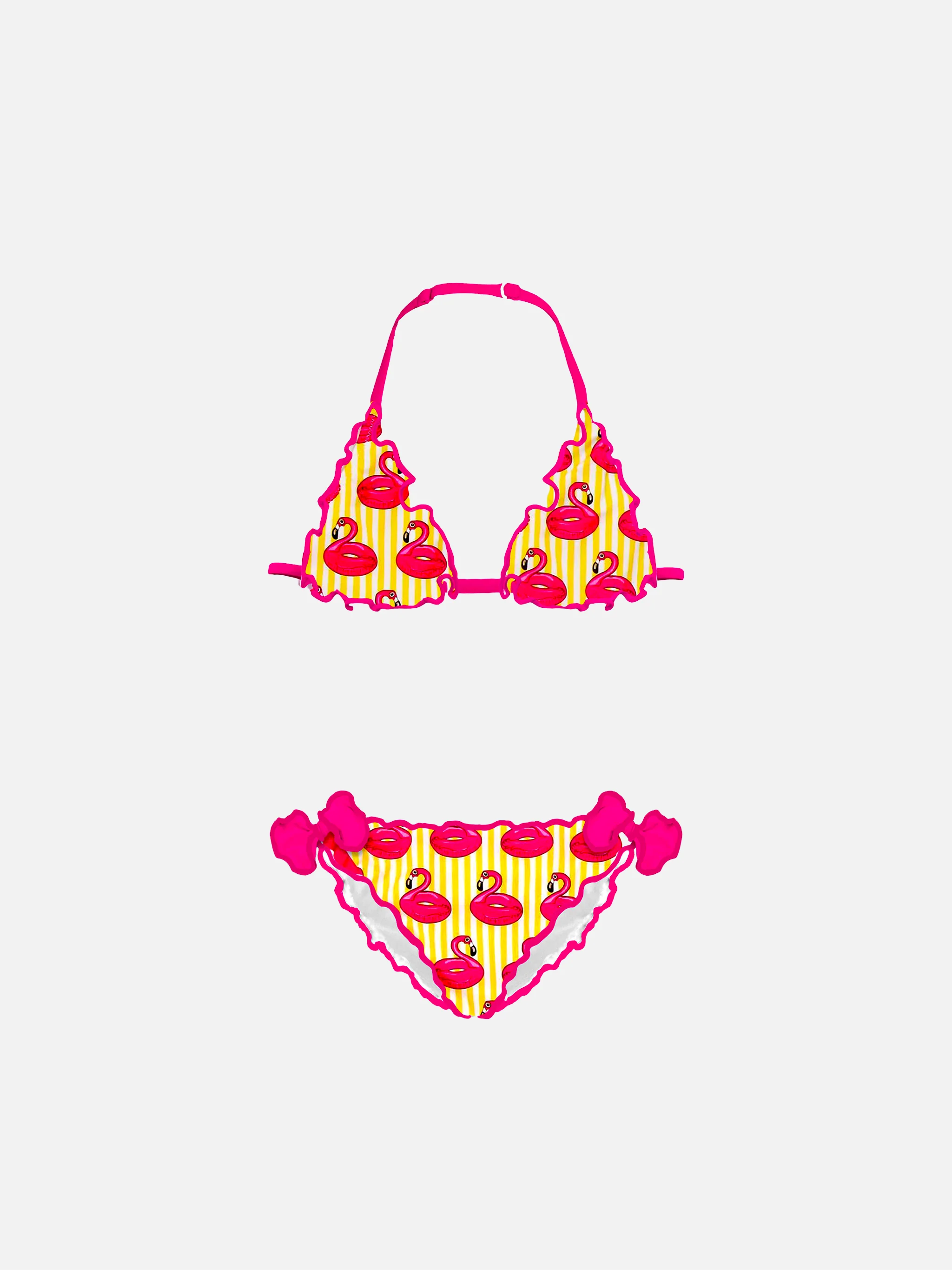 Triangelbikini voor meisjes met flamingoprint