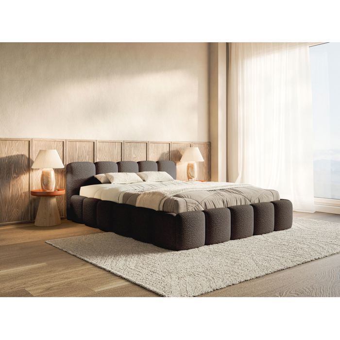 Cama tapizada – Cloudy Low – 200x200 cm – marrón