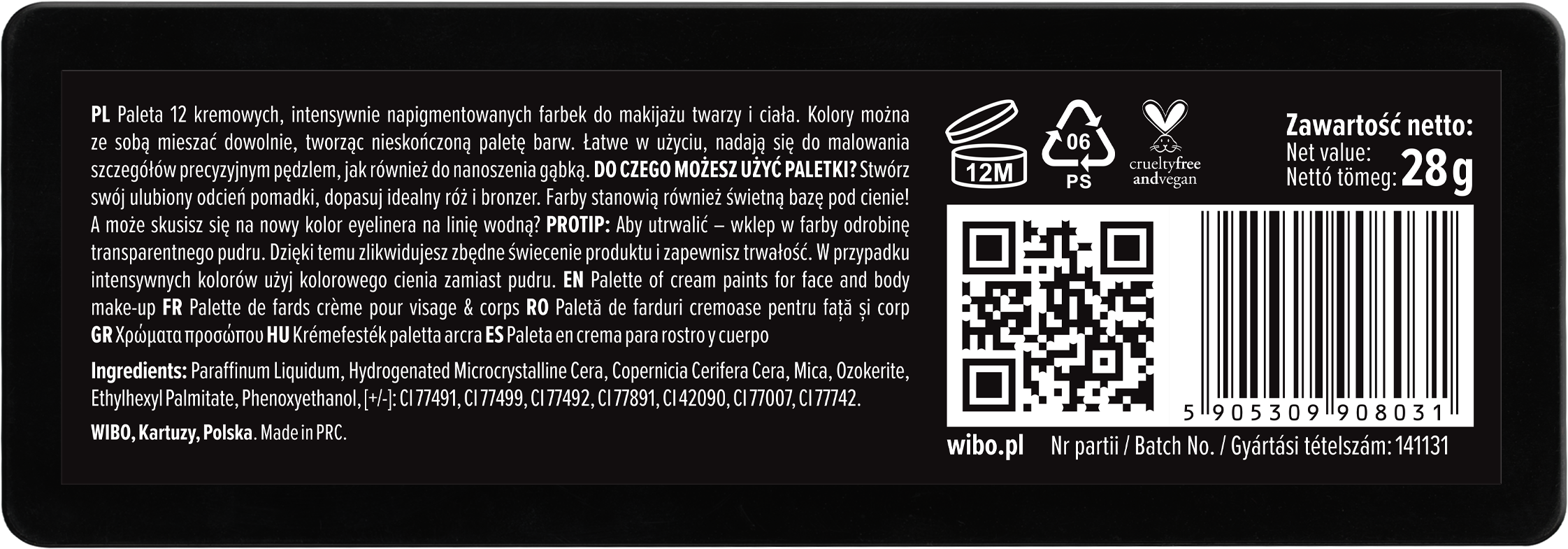 „Menas neturi taisyklių“ kreminė paletė Makiažas specialiesiems efektams ir personažų charakteriams