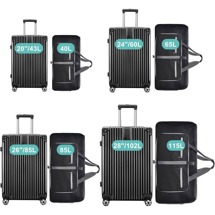 Bolsa de viaje grande, ligera e impermeable de 115 litros para hombre y mujer, con compartimento para zapatos, color negro.