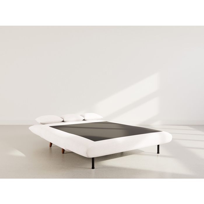 Lumi - Banquette convertible clic-clac 2 places en velours côtelé - Beige