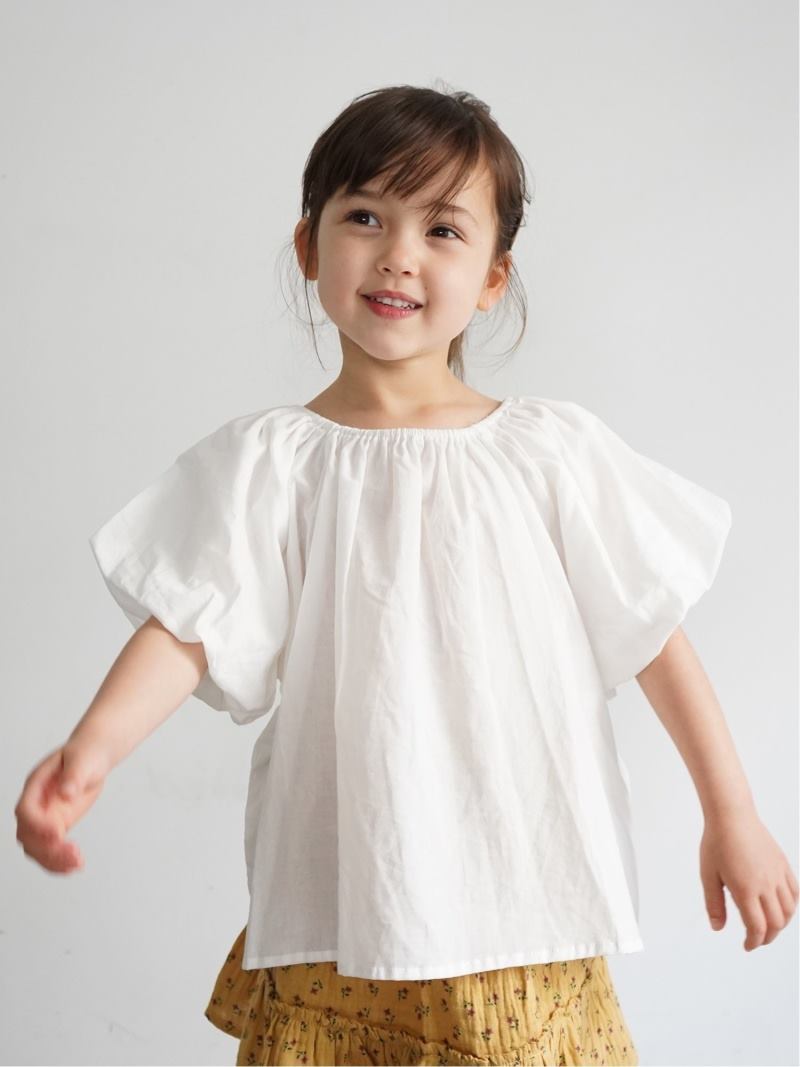 riziere/(K) Blusa de verano de algodón puro con mangas abullonadas