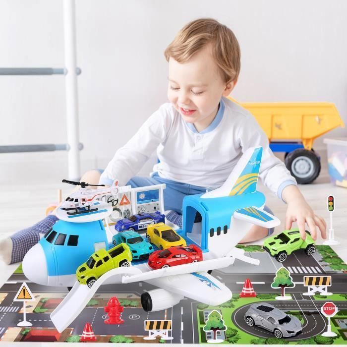 Car Transporter Plane – Toy for Children Ages 3 to 7 – Unisex – Miniature Vehicles, Accessories Included