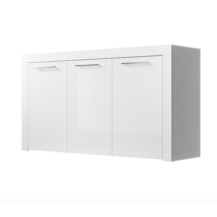 3-Door Sideboard | 144 x 80 x 42 cm | White Gloss Finish | Storage | NELIA