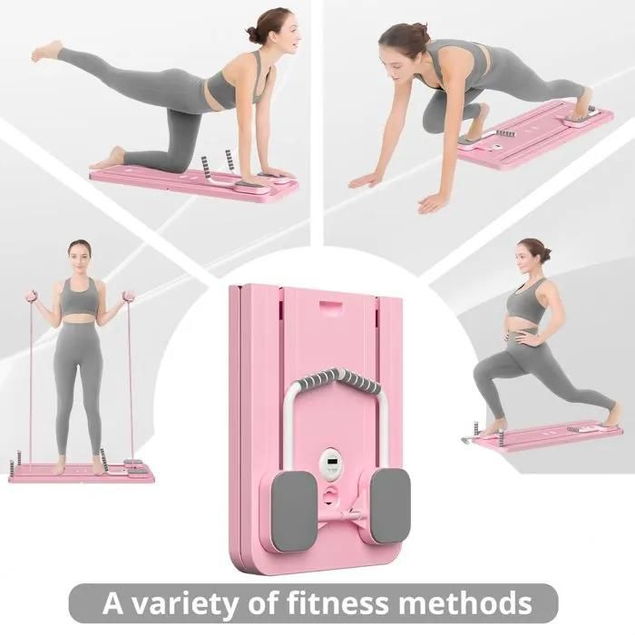 Máquina de Pilates con tabla - ALFOYU - Multifuncional 5 en 1 - Equipo de fitness para el hogar - Rosa