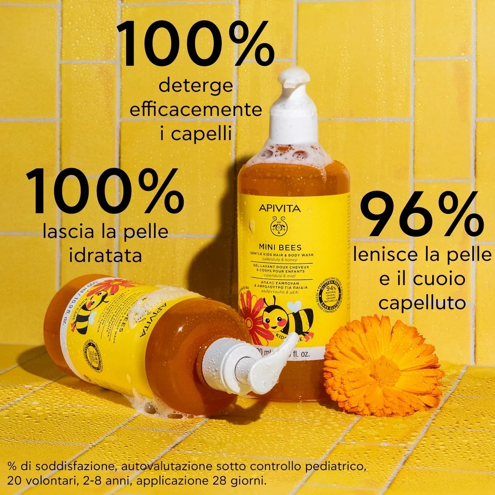 APIVITA Gel douche Apivita pour enfants, pour cheveux et corps, au calendula et au miel 500 ml Pour peaux sensibles