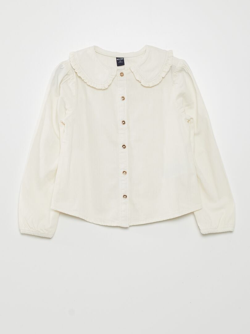 Blouse met Claudine-kraag - WIT