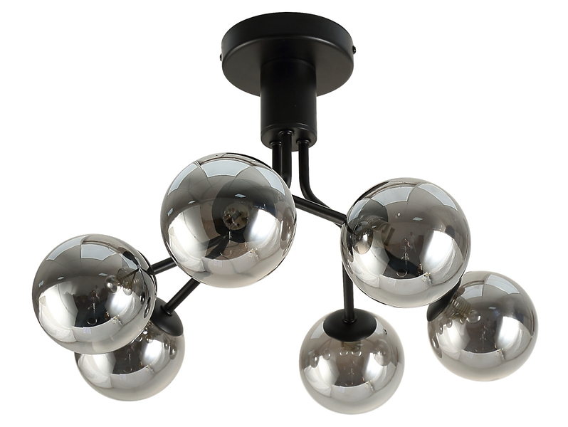 Lampa sufitowa Momax Ovo 6-punktowa szklana czarny chrom