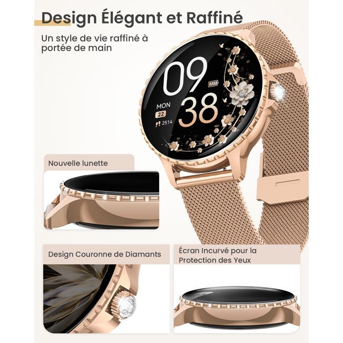 Reloj inteligente AIMIUVEI para mujer - Pantalla HD de 1,27'' - Llamadas - Resistencia al agua IP68 - Más de 120 modos deportivos