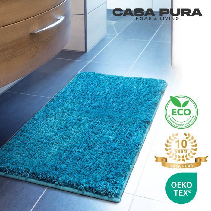 Alfombrilla de baño Sky Plain color verde azulado, 70 x 120 cm