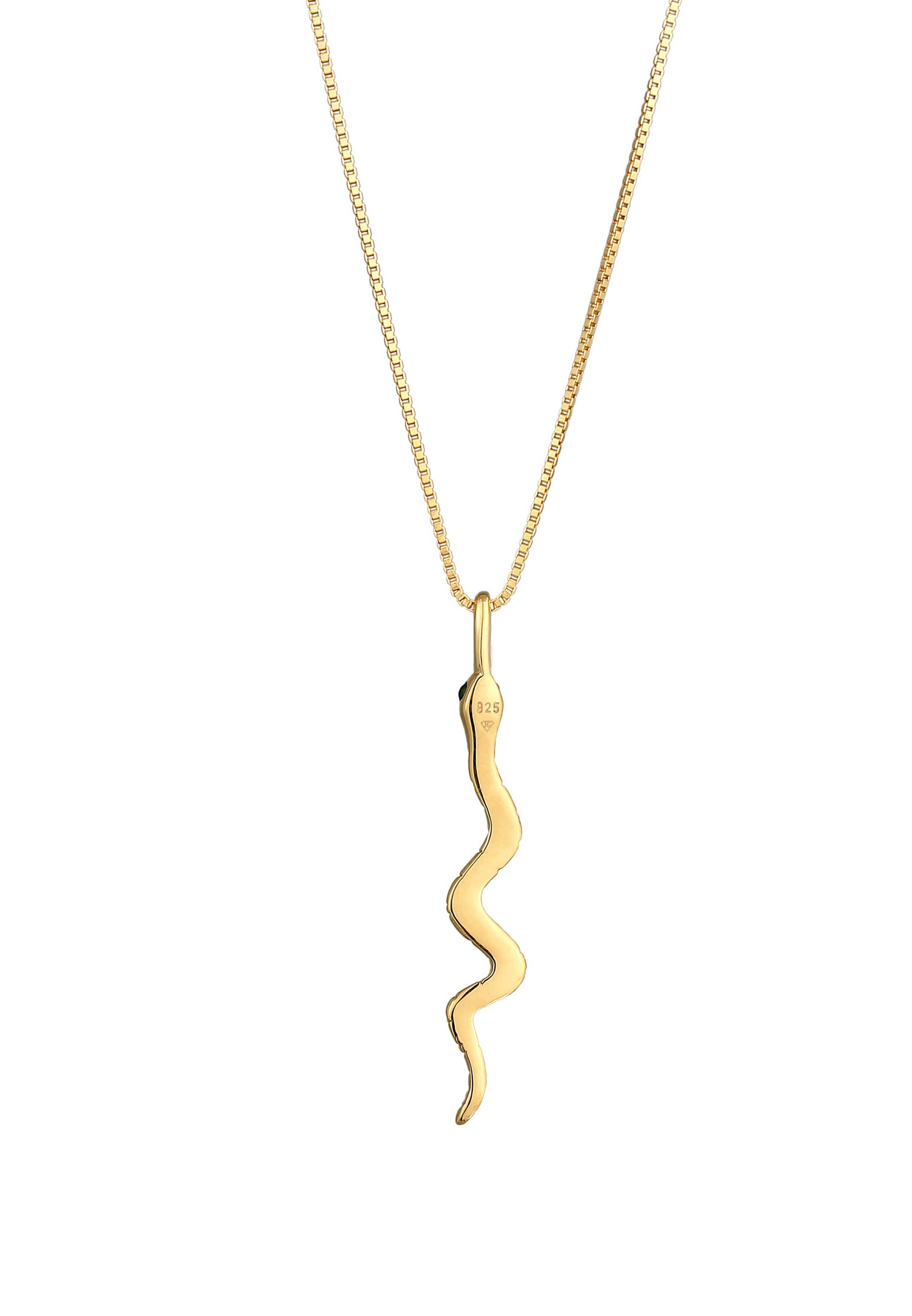 Elli Tendance pendentif serpent pour femme avec cristaux de zirconium en argent sterling 925 plaqué or