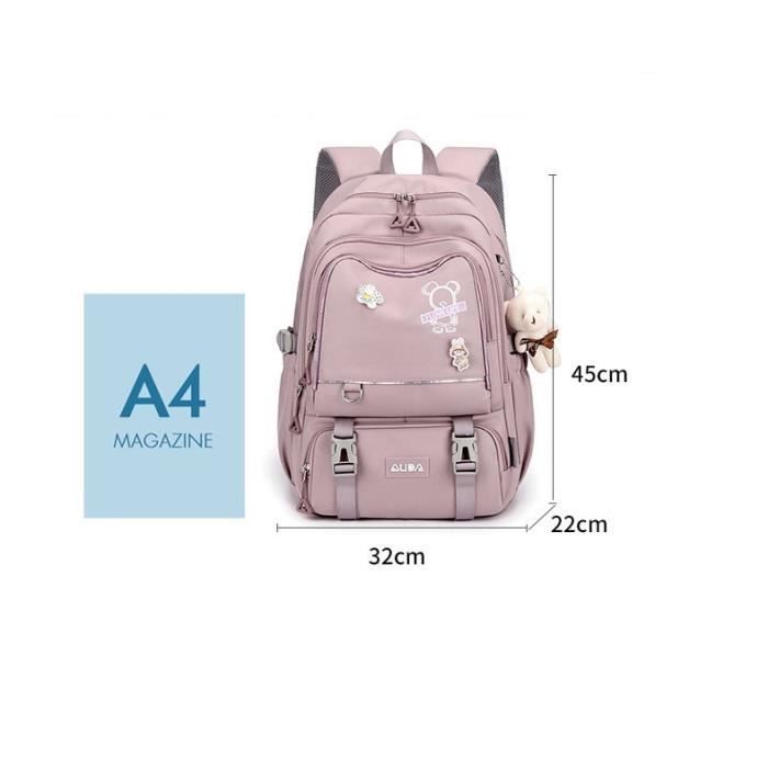 Mochila escolar infantil para primaria, resistente al agua, de gran capacidad, negra.